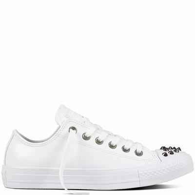 Converse Chuck Taylor All Star Studs Low Tops Womens - White/White/White Shoes (804BCMZD)